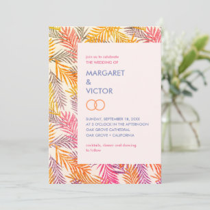 Elegant tropical palm leaf pattern invitation