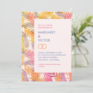 Elegant tropical palm leaf pattern invitation