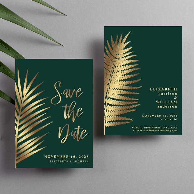 Elegant Tropical Palm Leaves Save The Date (Creator Uploaded)