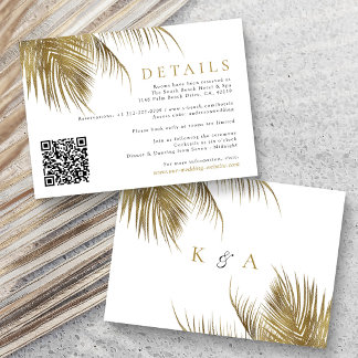 Elegant Tropical Palm Tree Beach Wedding Enclosure Card