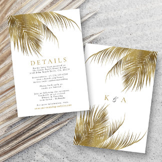 Elegant Tropical Palm Tree Beach Wedding Enclosure Card
