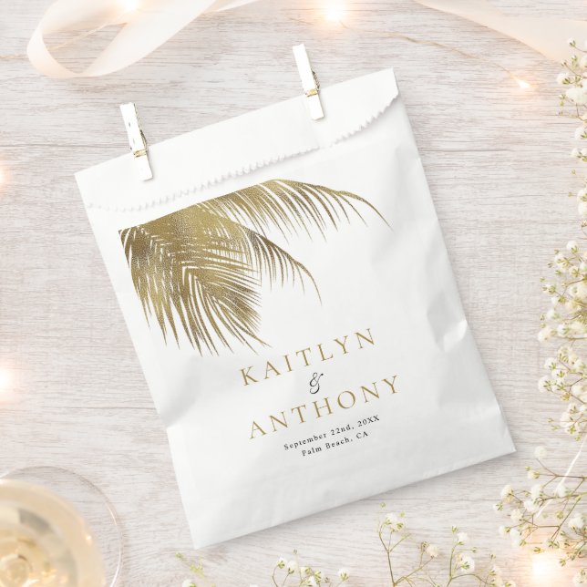 Elegant Tropical Palm Tree Beach Wedding Favour Bag (Clipped)