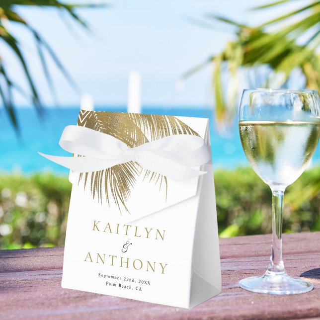 Elegant Tropical Palm Tree Beach Wedding Favour Box (Creator Uploaded)