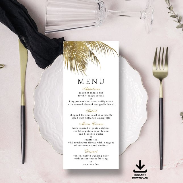 Elegant Tropical Palm Tree Beach Wedding Menu Invitation (Creator Uploaded)
