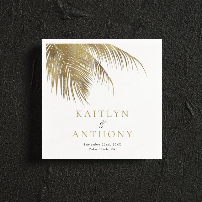 Elegant Tropical Palm Tree Beach Wedding Napkin (Creator Uploaded)