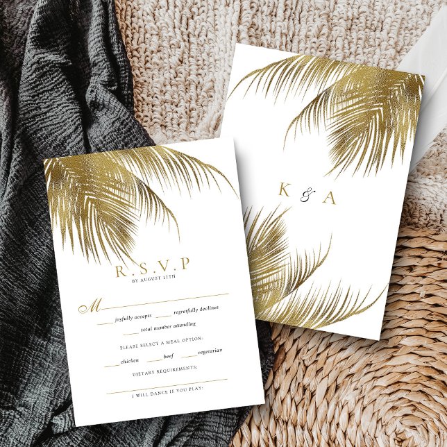 Elegant Tropical Palm Tree Beach Wedding RSVP Card (Creator Uploaded)