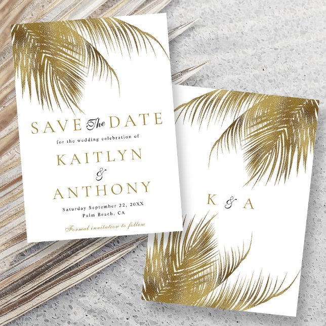 Elegant Tropical Palm Tree Beach Wedding Save The Date (Creator Uploaded)