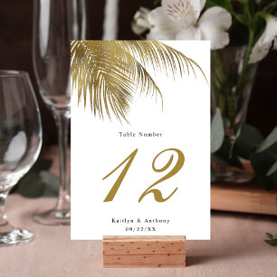 Elegant Tropical Palm Tree Beach Wedding Table Number