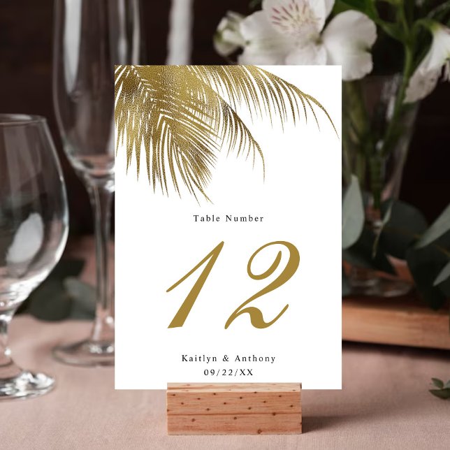 Elegant Tropical Palm Tree Beach Wedding Table Number (Creator Uploaded)