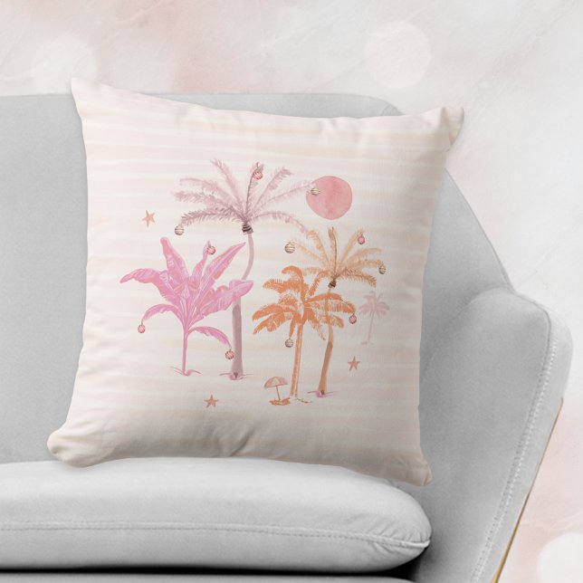 Elegant Tropical Palm Tree Christmas Cushion (Creator Uploaded)