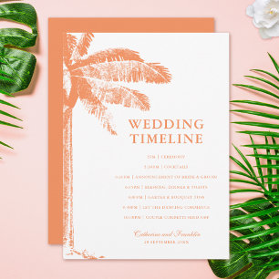 Elegant Tropical Palm Tree Wedding Timeline Program