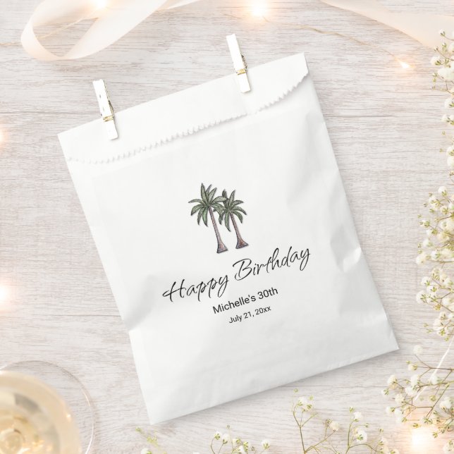 Elegant Tropical Palm Trees 30th Birthday Party Favour Bag (Clipped)