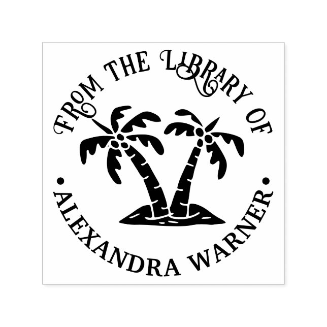 Elegant Tropical Palm Trees “From the Library of” Self-inking Stamp (Design)