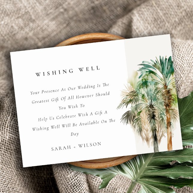 Elegant Tropical Palm Trees Wishing Well Wedding Enclosure Card (Creator Uploaded)