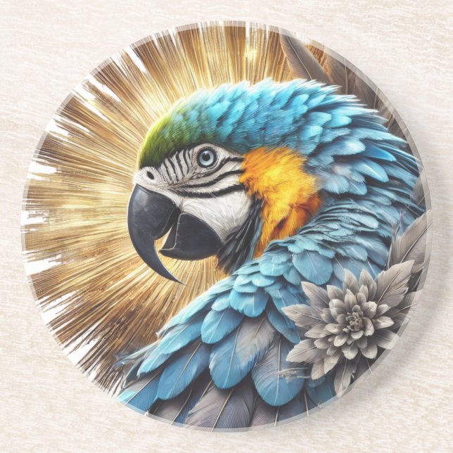 Elegant Tropical Parrot Coaster (Front)