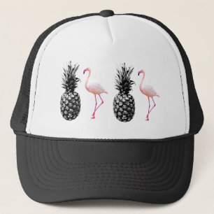 Elegant Tropical Pineapple and Flamingo Trucker Hat
