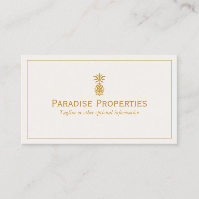 Elegant Tropical Pineapple Logo Business Card (Front)