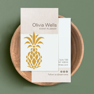 Elegant Tropical Pineapple Logo Business Card