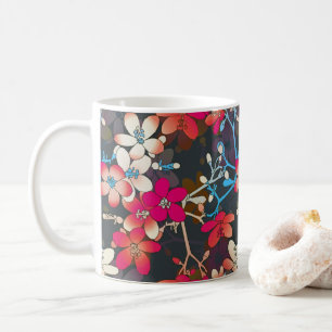 Elegant Tropical Pink Orange Flowers Coffee Mug