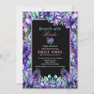 Elegant tropical purple floral bridal shower invitation