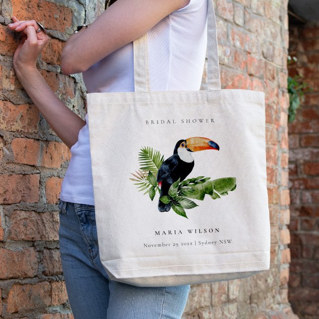 Elegant Tropical Rainforest Toucan Bridal Shower Tote Bag (Creator Uploaded)
