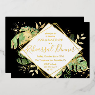 Elegant Tropical Rehearsal Dinner Black & Gold