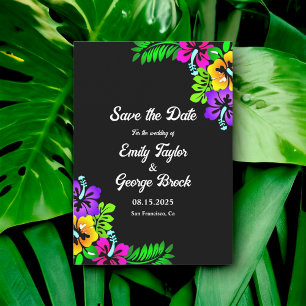 Elegant Tropical Rustic Boho Black Floral Wedding Save The Date