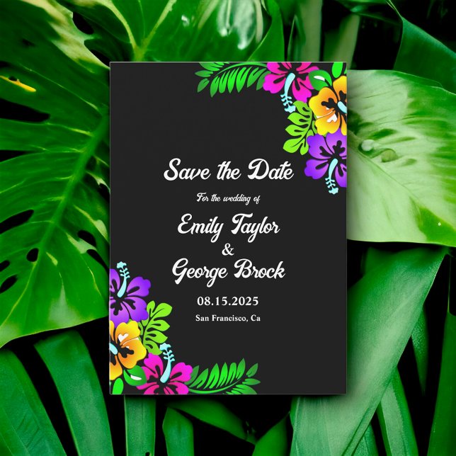 Elegant Tropical Rustic Boho Black Floral Wedding Save The Date (Creator Uploaded)