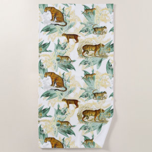 Elegant Tropical Safari Wild Cats Tiger Leopard Beach Towel