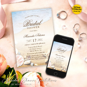 Elegant Tropical Starfish Beach Bridal Shower Invitation