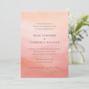 Elegant Tropical Sunset Watercolor Wedding Invitation