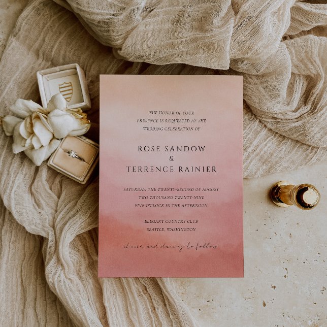 Elegant Tropical Sunset Watercolor Wedding Invitation (Creator Uploaded)