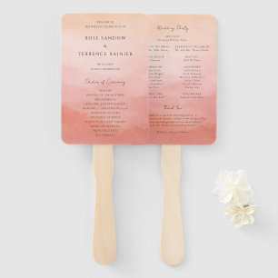 Elegant Tropical Sunset Watercolor Wedding Program Hand Fan