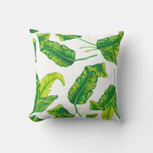 Elegant Tropical Tropicana Gold Leaves Cushion