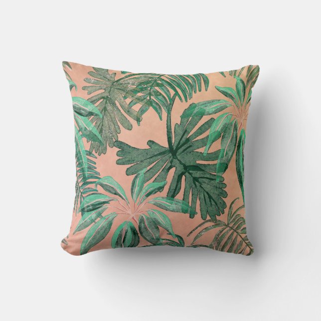 Elegant Tropical Watercolor Leaves Artwork | Cushion (Front)