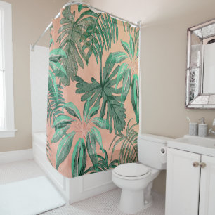 Elegant Tropical Watercolor Leaves Artwork   Shower Curtain