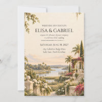 Elegant Tropical Waterfront Wedding Invitation