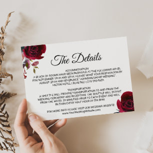 Elegant Tropical Wedding Details Insert Card