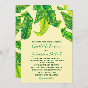 Elegant Tropicana Gold Leaves Tropical Wedding Invitation