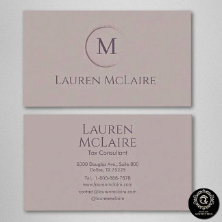 Elegant True Taupe Circle Monogram Business Card