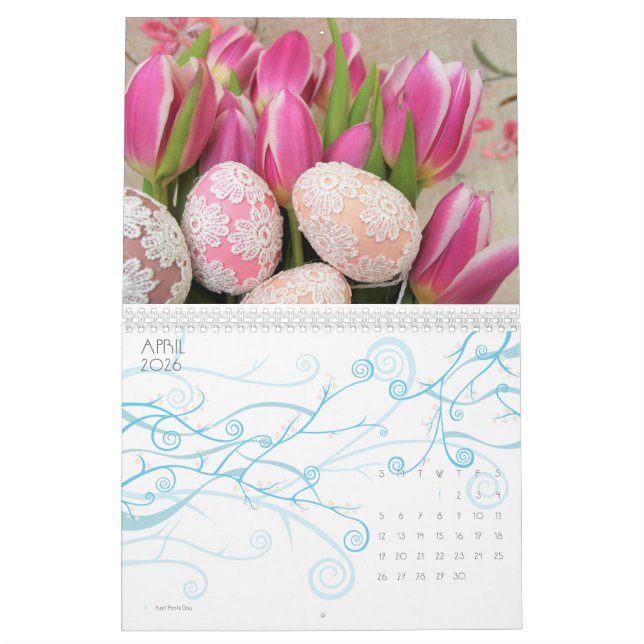 Elegant Tulip and Rose Floral Flowers Photography Calendar (Apr 2026)