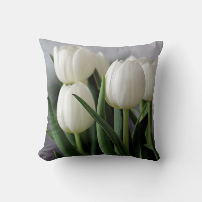 Elegant Tulip and Rose Floral Flowers Photography Cushion (Front)
