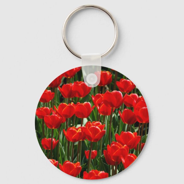 Elegant Tulip and Rose Floral Flowers Photography Key Ring (Front)