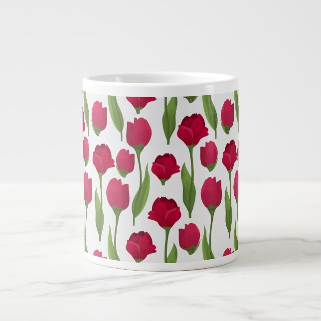 Elegant Tulip and Rose Floral Flowers Photography Large Coffee Mug (Front)
