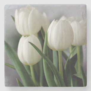 Elegant Tulip and Rose Floral Flowers Photography Stone Coaster