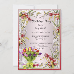 Elegant Tulip Birthday Invitation