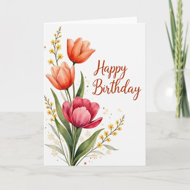 Elegant Tulip Blossom Card (Front)