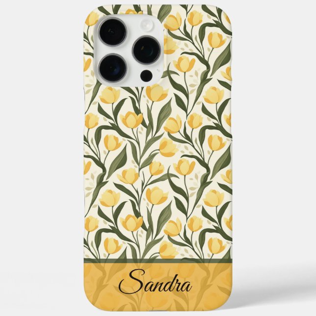 Elegant Tulip Customisable Name Iphone Case (Back)