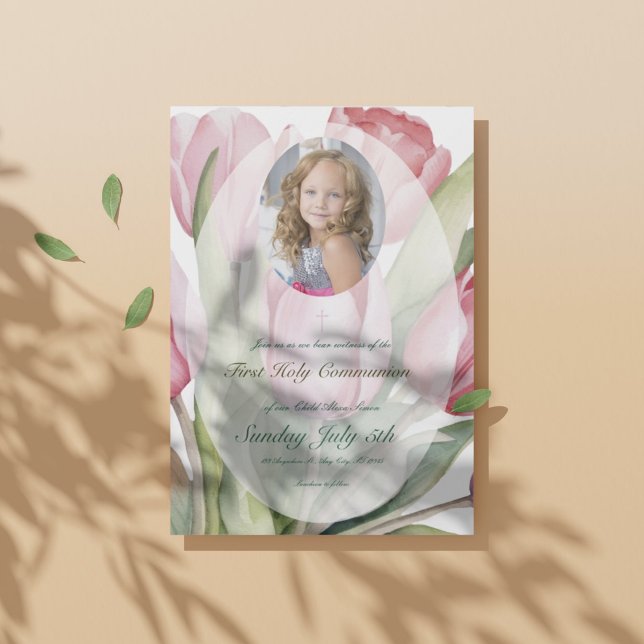 Elegant tulip First Communion Invitation (Creator Uploaded)