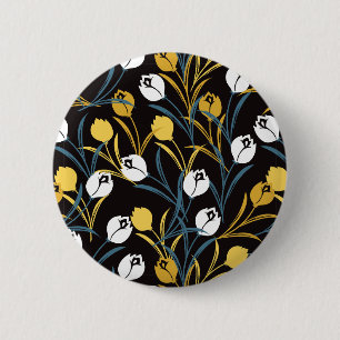 Elegant Tulip Floral Pattern  6 Cm Round Badge